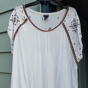 Embroidered Crepe Dolman Top